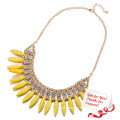 Ethnic Yellow Crystal Tassel Evening Dress Accessories Jewelry Necklace Gifts